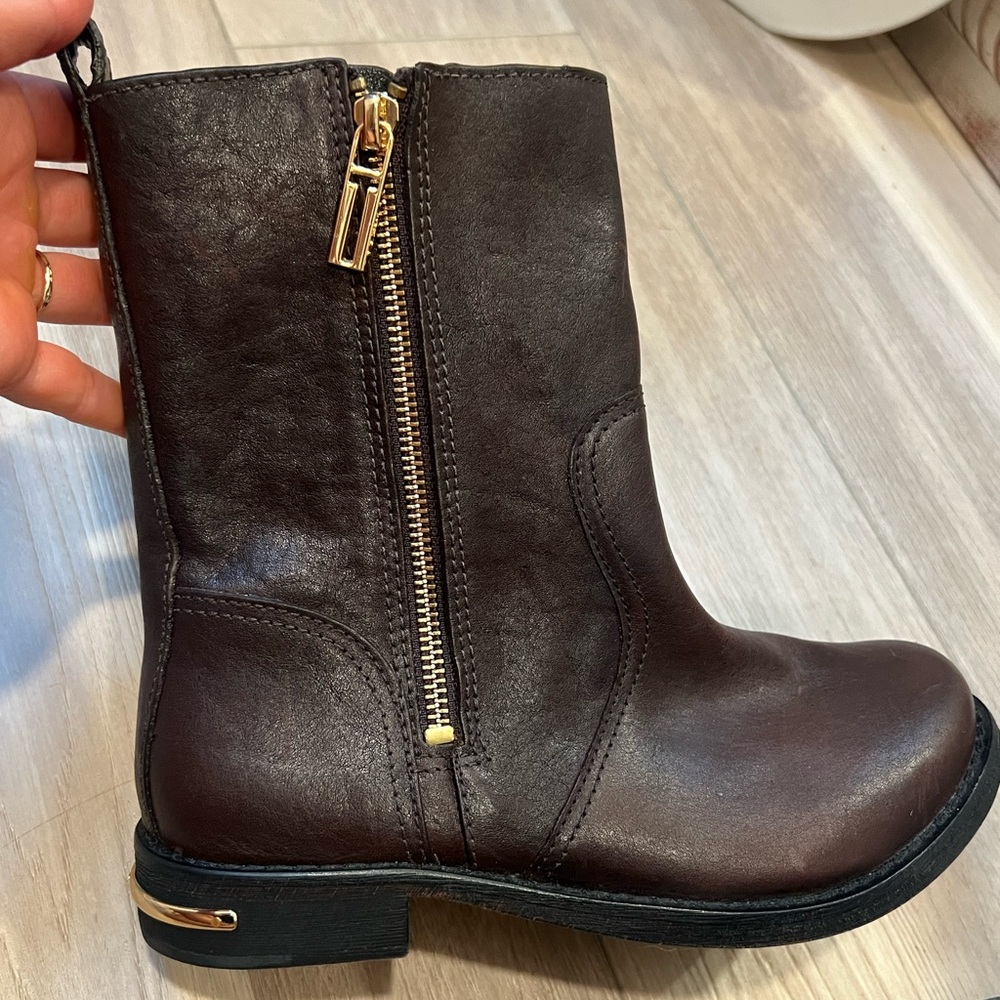 Tory Burch Brown Ankle Boots with Gold Zipper